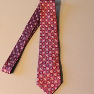 Cape Cod Neckware  Pink and Light Blue Geometric 100% Silk Tie